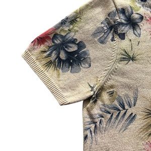 Floral Tropical Short Sleeve Sweater, embellished with beading VTG Alfred Dunner